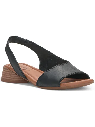 Shop Lucky Brand Rimma Womens Leather Peep-toe Slingback Sandals In Black