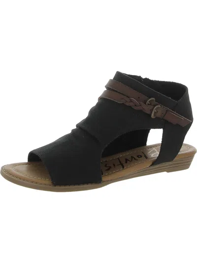 Shop Blowfish Womens Peep Toe Ankle Wedge Sandals In Black