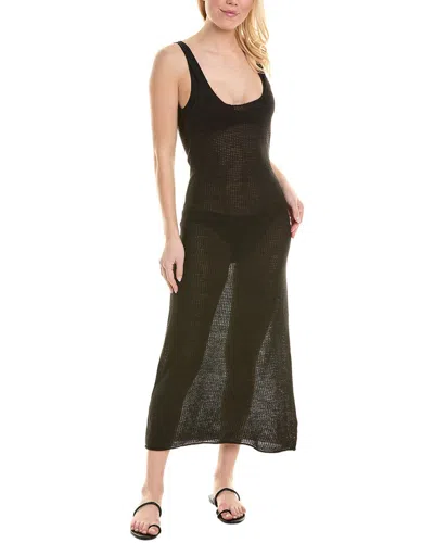 Shop Onia Textured Linen Maxi Dress In Black