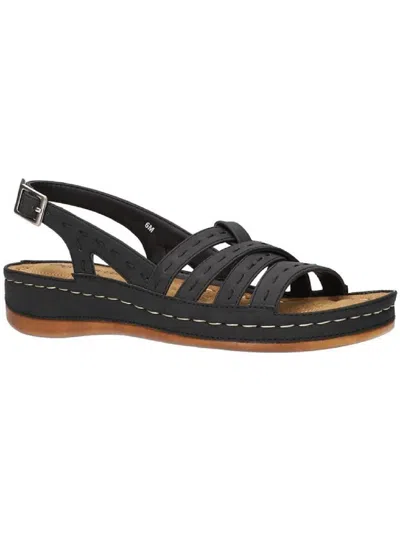 Shop Easy Street Kehlani Womens Faux Leather Open Toe Wedge Sandals In Black
