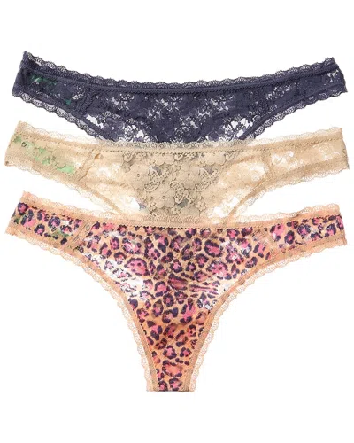 Shop Honeydew Intimates 3pk Lady In Lace Thong In Brown