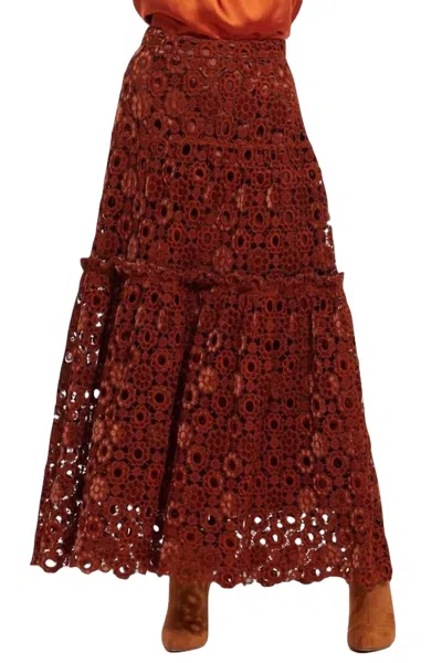 Shop Eva Franco Melville Skirt In Sumatra Lace In Red
