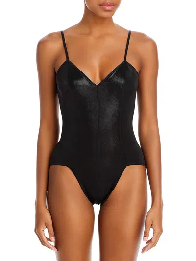 Shop Norma Kamali Wonderwoman Womens Shimmer Pool One-piece Swimsuit In Black