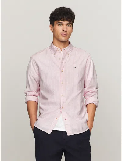 Shop Tommy Hilfiger Men's Regular Fit Gingham Poplin Shirt In Pink
