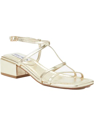 Shop Steve Madden Appealing Womens Faux Leather Strappy Heels In Gold