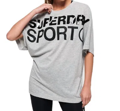 Shop Superdry Active Loose Boyfriend T-shirt In Light Grey Marl
