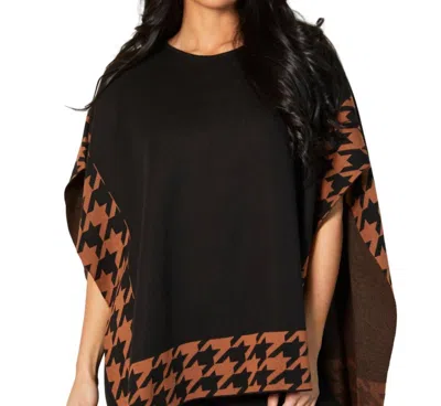Angel Apparel Houndstooth Poncho In Black/combo In Multi