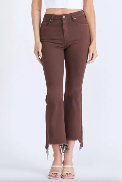 Shop Hidden Women's Happi High Rise Crop Flare Jean In Cocoa In Brown