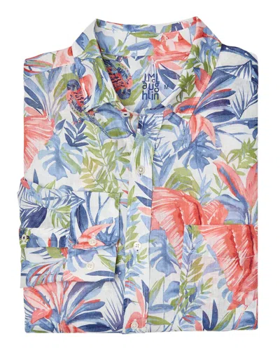 Shop J.mclaughlin J. Mclaughlin Mangrove Flower Gramercy Linen Shirt In Blue