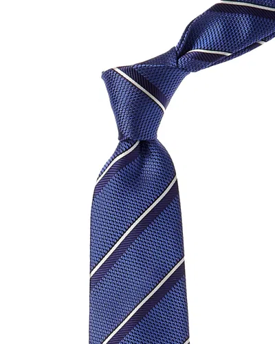 Shop Canali Blue Stripe Silk Tie