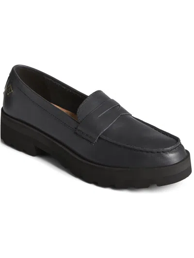 Shop Sperry Chunky Penny Womens Leather Slip-on Loafers In Black