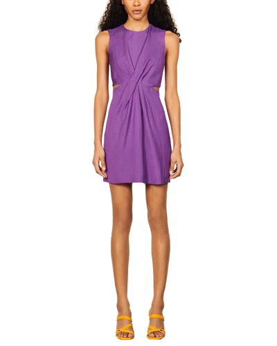 Shop Sandro Woven Dress In Purple