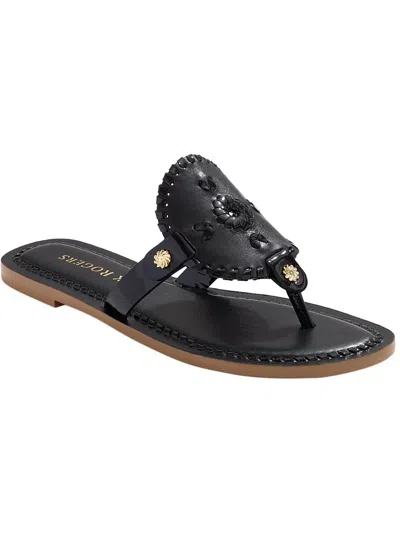 Shop Jack Rogers Collins Womens Leather Slip-on Thong Sandals In Black