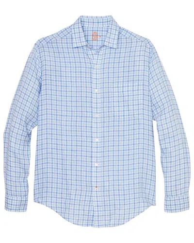 Shop J.mclaughlin J. Mclaughlin Window Pane Gramercy Linen Shirt In Blue