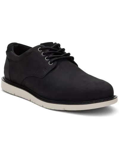 Shop Toms Navi Mens Leather Lace-up Oxfords In Black