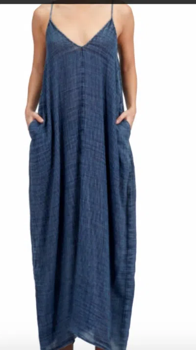 Shop Elan Maxi Dress In Denim/natural Stripe In Blue