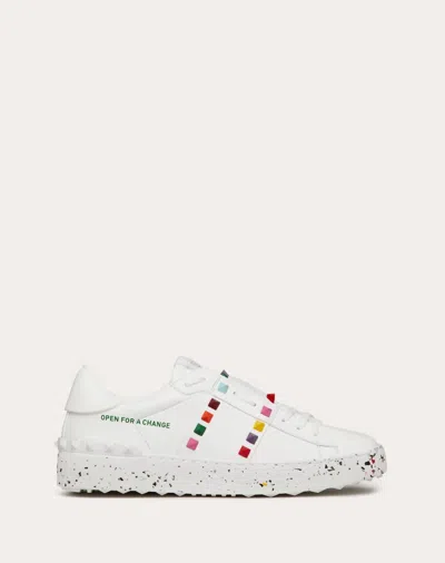 Shop Valentino Women's Open For A Change Low-rise Sneaker In White/multicolor