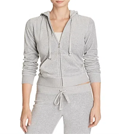 Shop Juicy Couture Robertson Velour Hoodie Jacket In Charcoal Gray In Grey