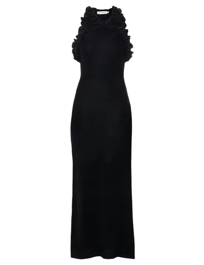 Shop Zimmermann Matchmaker Ruffle Neck Midi Dress In Black