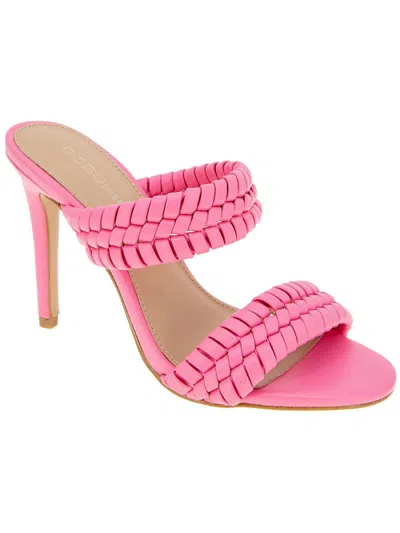 Shop Bcbgeneration Jendi Womens Faux Leather Woven Heel Sandals In Pink