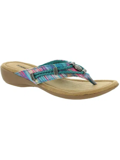 Shop Minnetonka Silverthorne Womens Embellished Thong Wedge Sandals In Multi