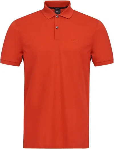 Shop Hugo Boss Men's Pallas Short Sleeve Cotton Polo Shirt In Bright Orange