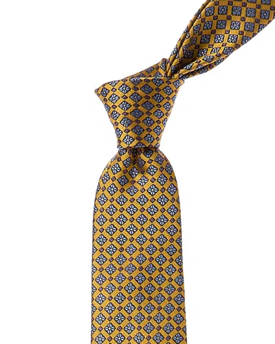 Shop Canali Yellow Silk Tie