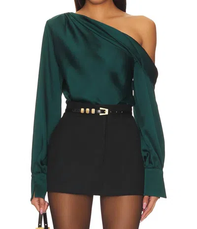 Shop Jonathan Simkhai Alice One Shoulder Top In Emerald In Gold