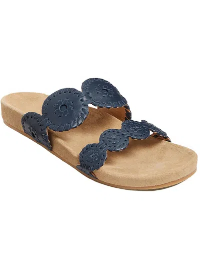 Shop Jack Rogers Comfort Lauren Womens Leather Slide Sandals In Blue