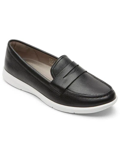 Shop Rockport Ayva Womens Leather Penny Loafers In Black