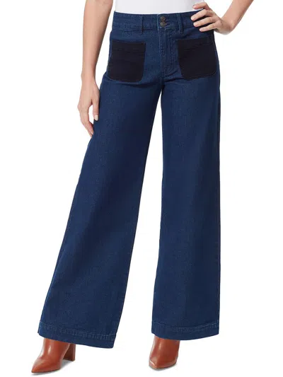 Shop Gloria Vanderbilt Womens Dark Wash High Rise Wide Leg Jeans In Blue