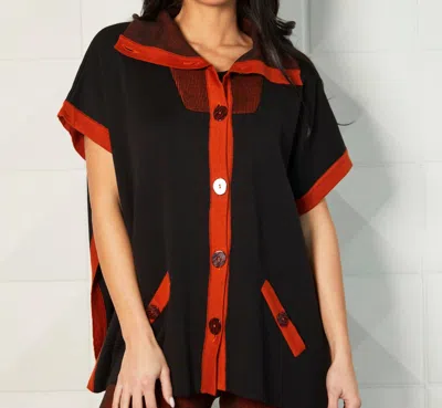 Angel Apparel Button Up Poncho In Rust In Multi