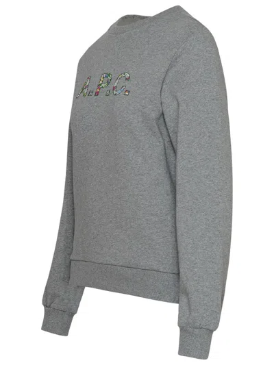 Shop Apc A.p.c. Floral Logo Sweatshirt In Grey