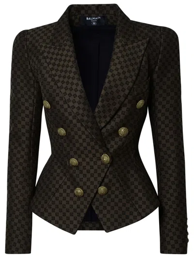 Shop Balmain Blazer In Brown