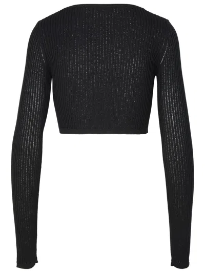 Shop Blumarine Black Viscose Blend Crop Sweater