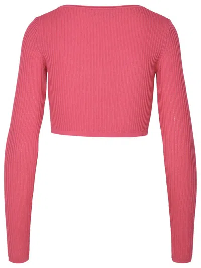 Shop Blumarine Fuchsia Viscose Blend Crop Sweater In Fucsia