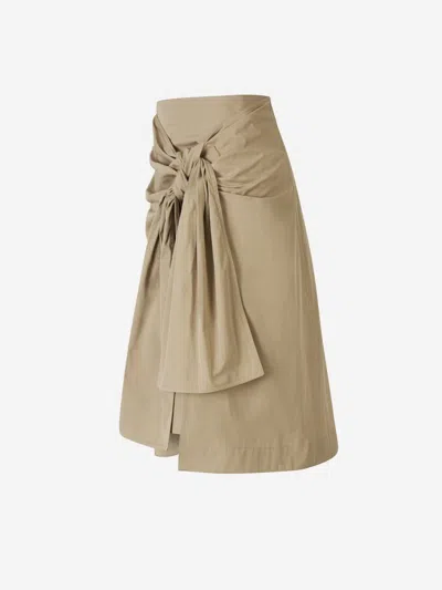 Shop Bottega Veneta Draped Midi Skirt In Knot Detail On The Front