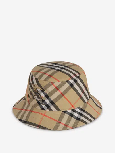 Shop Burberry Checkered Pattern Fisherman Hat In Embroidered Logo