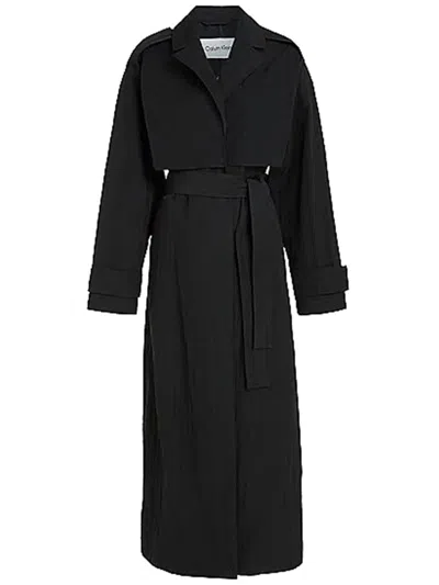 Shop Calvin Klein Tech Nylon Trench Coat Clothing In Black