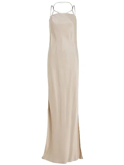 Shop Calvin Klein Viscose Slip Maxi Length Dress Clothing In Nude & Neutrals