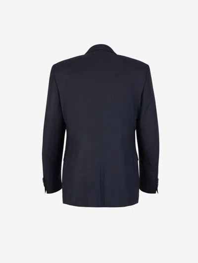Shop Canali Plain Wool Suit In Blazer With Two-button Straight Closure