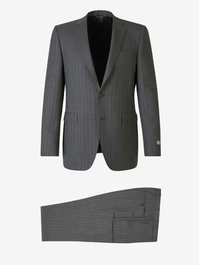 Shop Canali Pinstripe Suit In Pinstripe Motif