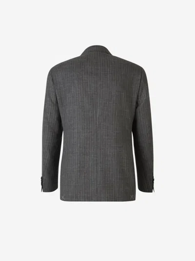 Shop Canali Textured Wool Suit In Antracite Grey