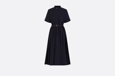 Shop Dior Christian  Macrocannage Midi Dress With Belt Clothing In Blue