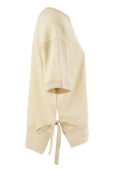 Shop Colmar Cotton Blend Short-sleeved Sweatshirt In Cream