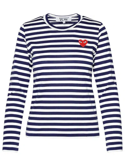 Shop Comme Des Garçons Play Navy Cotton T-shirt