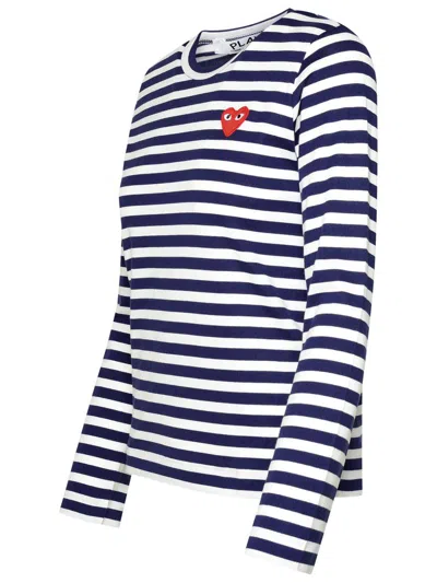 Shop Comme Des Garçons Play Navy Cotton T-shirt