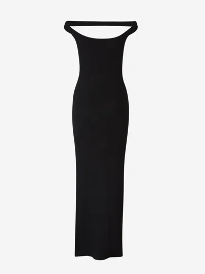 Shop Courrèges Knitted Midi Dress In Black