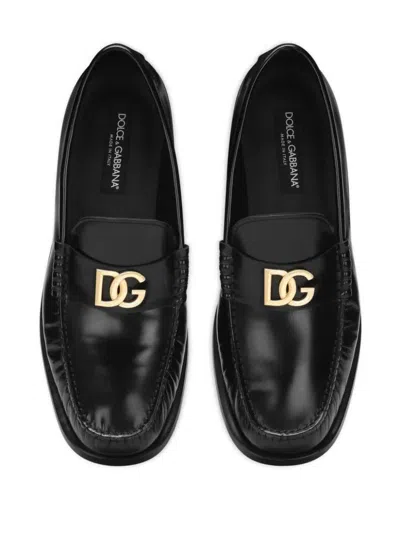 Shop Dolce & Gabbana Brushed Moccasin Shoes In Black
