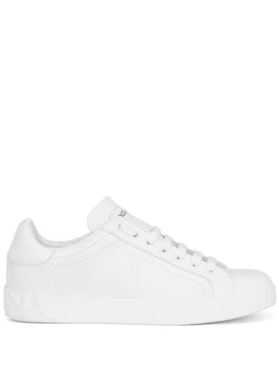 Shop Dolce & Gabbana Calfskin Sneaker Shoes In White